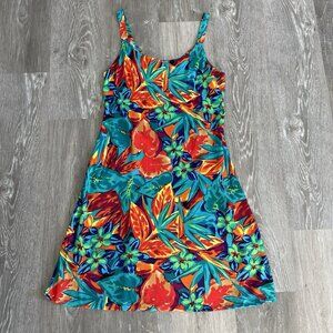 Women’s Hilo Hattie Blue Hawaiian Original Tropical Mini Shift Dress Size Large